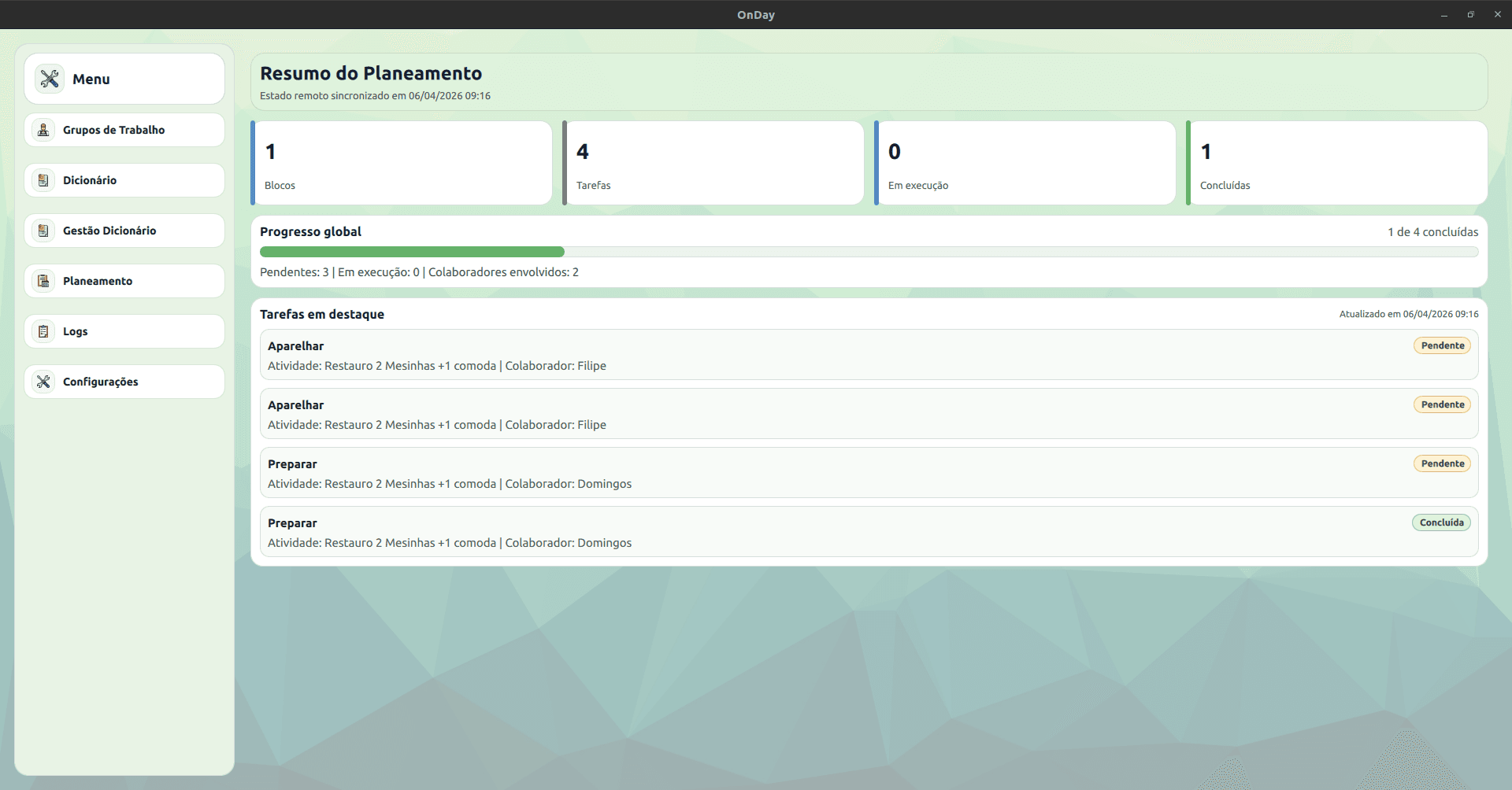 OnDay Pro Planner Interface